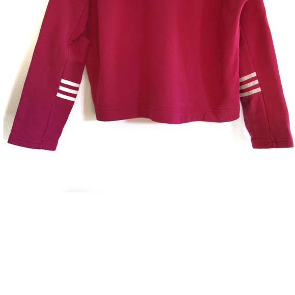 Adidas Oversized High Neck Cropped Maroon Red Sweater XS - Picture 4 of 9